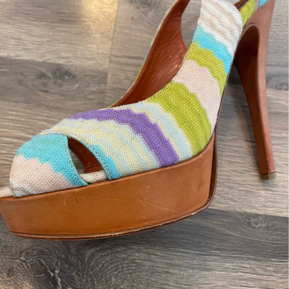 Missoni Slingback Peep Toe Pump Heels - Picture 7 of 11